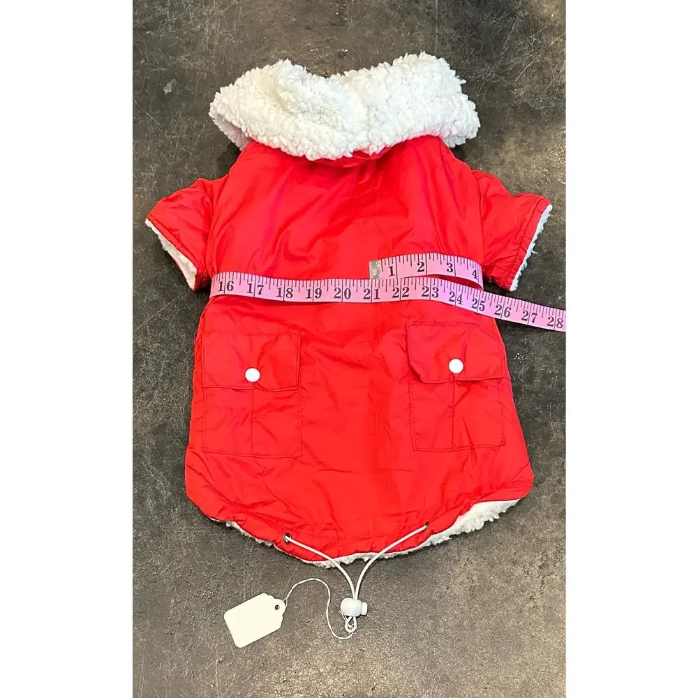 New Insulated Hoodie Dog Coat Size XL Red for Medium Size Dog, Raincoat